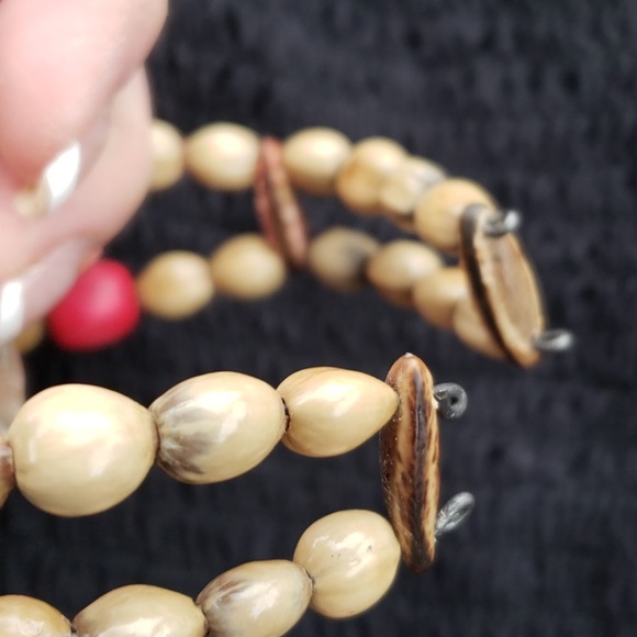 VTG 70s Hawaiian BOHO Seed Pod Flower Bangle - Picture 7 of 7